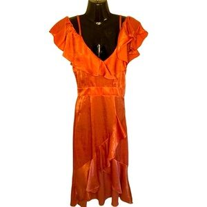 Dark tangerine flamenco style dress, sz S